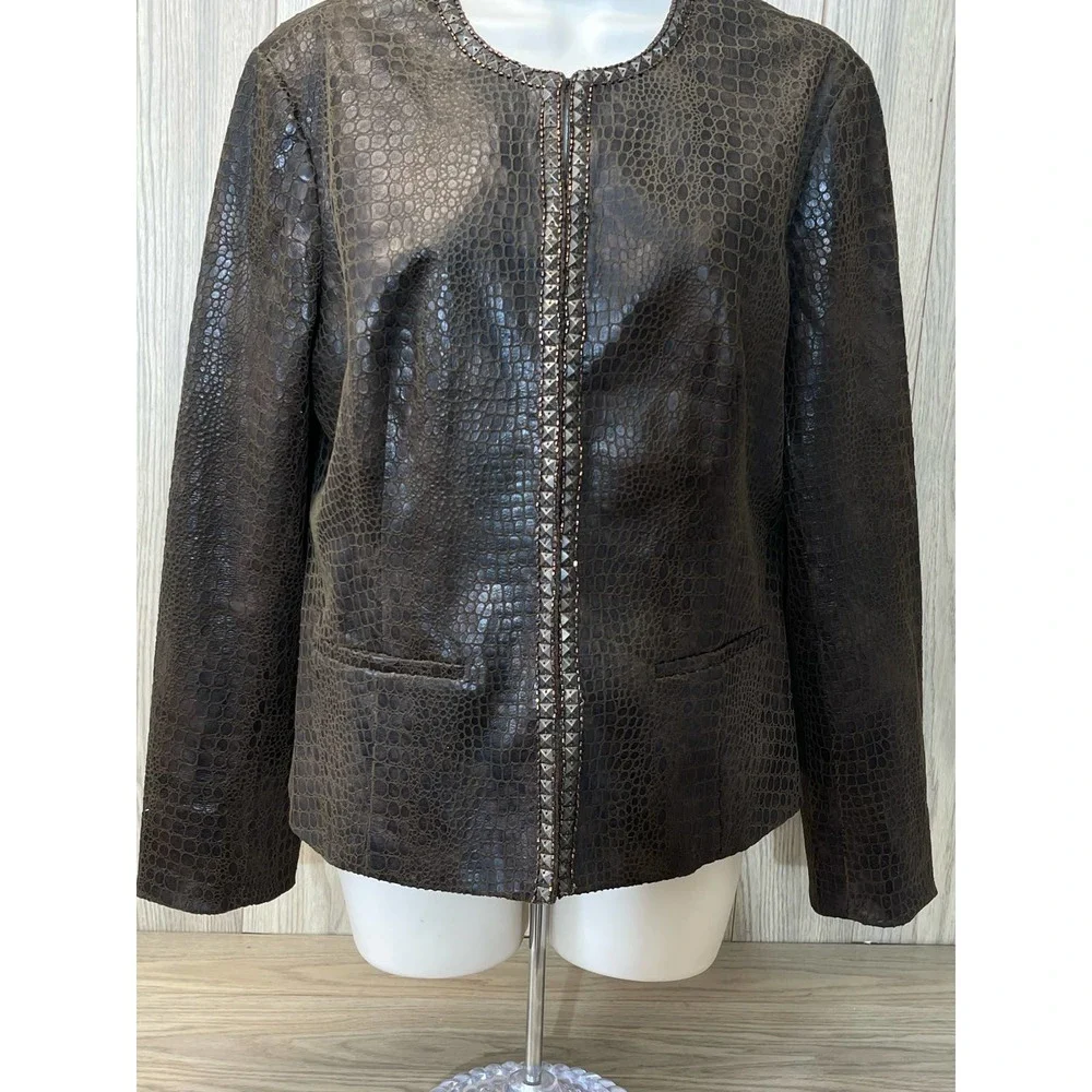 Chico’s Faux Leather Alligator Jacket - Picture 1 of 10